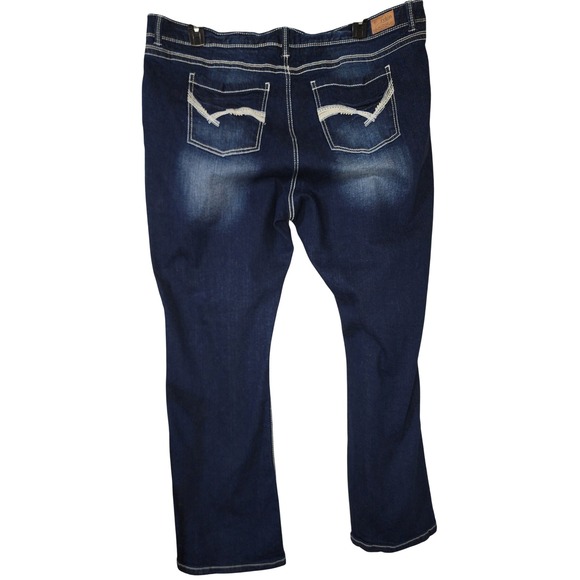 Reign Denim Jeans Plus Size Dark Wash Bootcut Flared White Stitch Size 24 - NWT - Picture 2 of 7